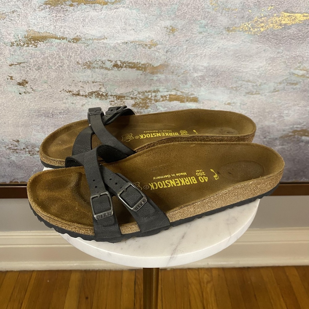 Birkenstock Mayari Sandals Shoes Womens Size 9 Black Leather Thong Comfort